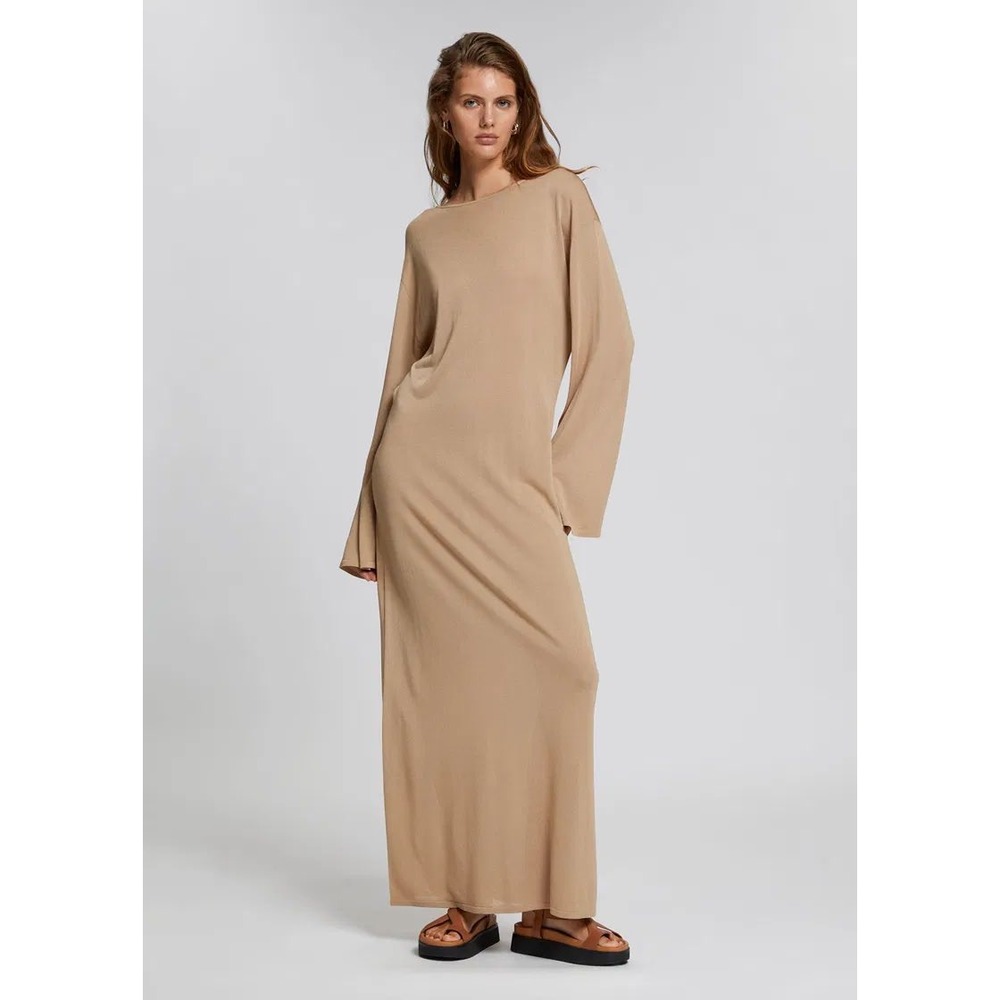 & Other Stories Stockholm Atelier Beige Knit Scoop Back Maxi Dress Small - Picture 1 of 7